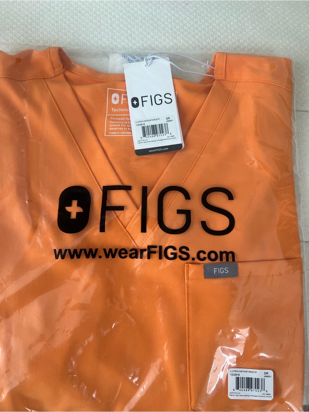 FIGS S Catarina V-Neck Scrub Top in Bright Orange